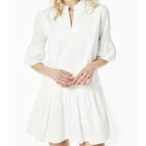 Tuckernuck Addison Bay White Maritime Cotton Dress Tiered Preppy Nautical